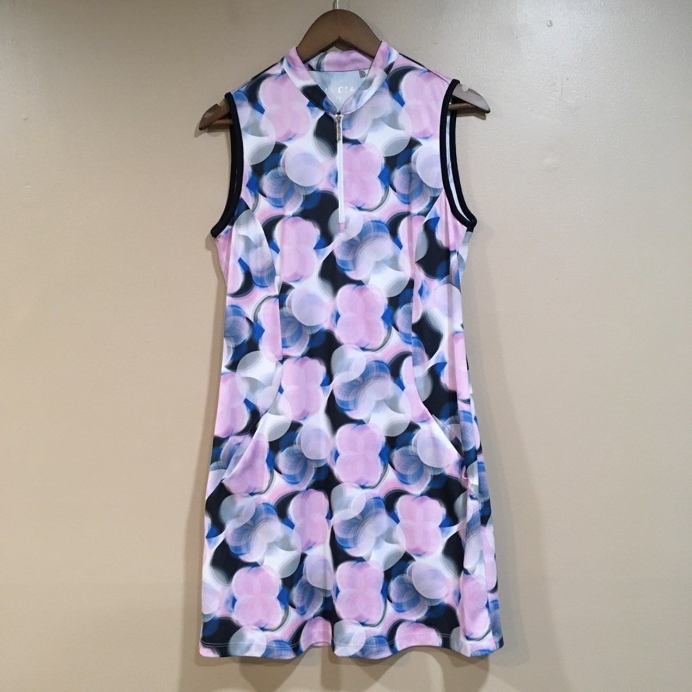 Mimosa Nivo Floral Golf Tennis Dress Women M Pink Quarter Zip Pockets Pickleball